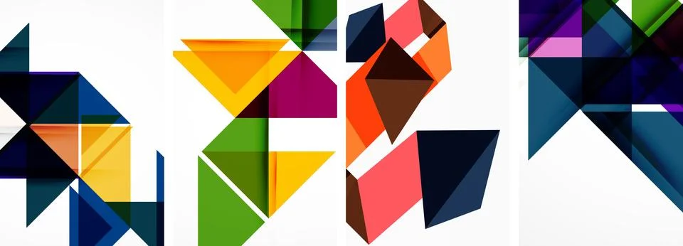 Set of abstract random triangle composition backgrounds. Vector illustration for Illustrazione stock