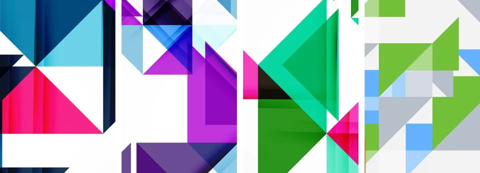 Set of abstract random triangle composition backgrounds. Vector illustration for Illustrazione stock