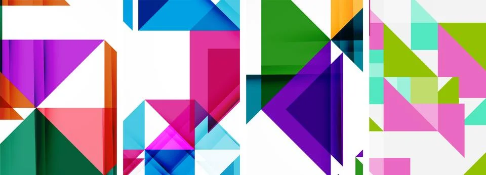 Set of abstract random triangle composition backgrounds. Vector illustration for Illustrazione stock