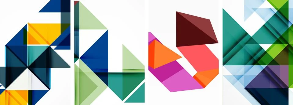 Set of abstract random triangle composition backgrounds. Vector illustration for Illustrazione stock