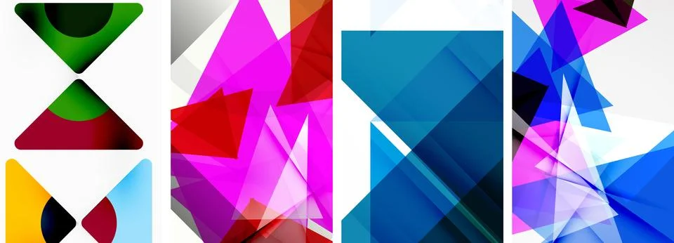 Set of abstract random triangle composition backgrounds. Vector illustration for Illustrazione stock
