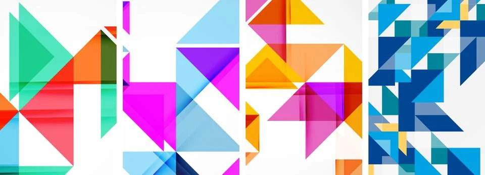 Set of abstract random triangle composition backgrounds. Vector illustration for Stock Illustration