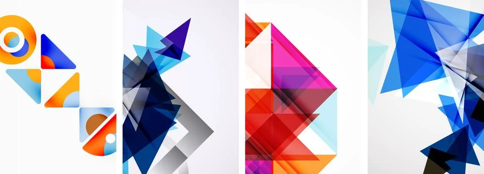 Set of abstract random triangle composition backgrounds. Vector illustration for 스톡 일러스트