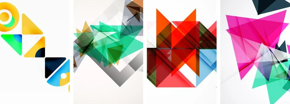Set of abstract random triangle composition backgrounds. Vector illustration for 스톡 일러스트