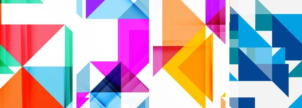 Set of abstract random triangle composition backgrounds. Vector illustration for イラスト素材