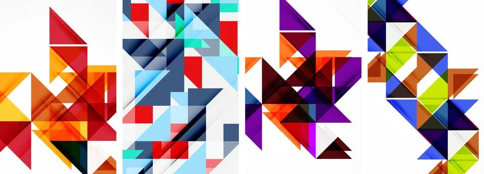 Set of abstract random triangle composition backgrounds. Vector illustration for Stock Illustration