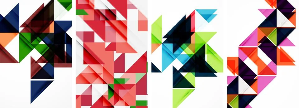 Set of abstract random triangle composition backgrounds. Vector illustration for Stock Illustration