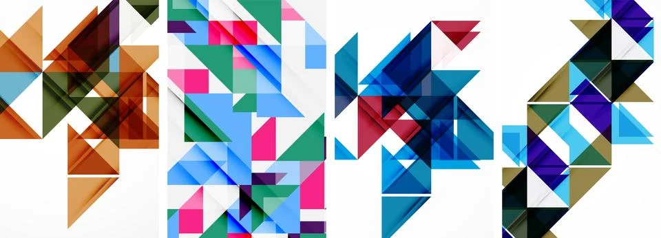 Set of abstract random triangle composition backgrounds. Vector illustration for イラスト素材