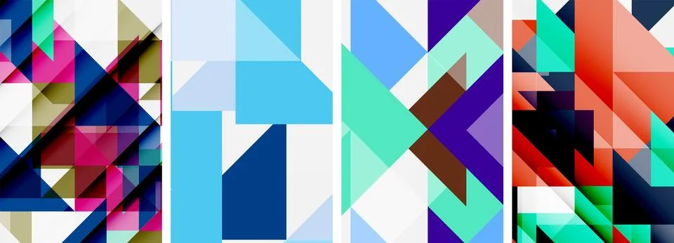 Set of abstract random triangle composition backgrounds. Vector illustration for Stock Illustration