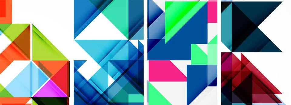 Set of abstract random triangle composition backgrounds. Vector illustration for Stock Illustration