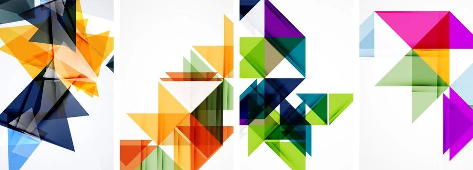 Set of abstract random triangle composition backgrounds. Vector illustration for Illustrazione stock
