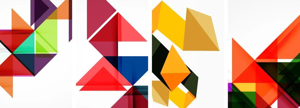 Set of abstract random triangle composition backgrounds. Vector illustration for Stock Illustration