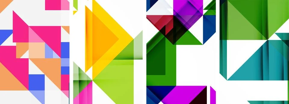 Set of abstract random triangle composition backgrounds. Vector illustration for イラスト素材