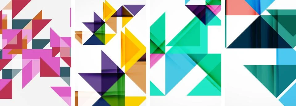 Set of abstract random triangle composition backgrounds. Vector illustration for Stock Illustration