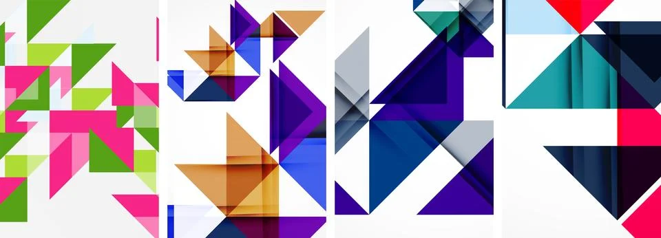 Set of abstract random triangle composition backgrounds. Vector illustration for Illustrazione stock