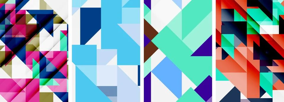 Set of abstract random triangle composition backgrounds. Vector illustration for Stock Illustration