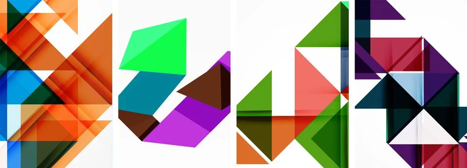 Set of abstract random triangle composition backgrounds. Vector illustration for Illustrazione stock