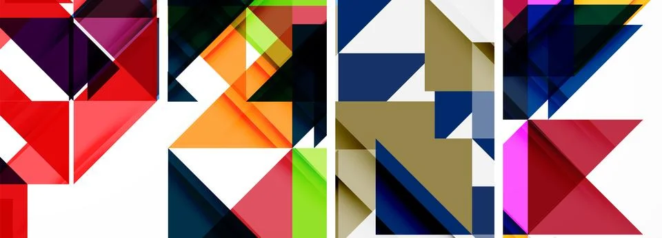 Set of abstract random triangle composition backgrounds. Vector illustration for Stock Illustration