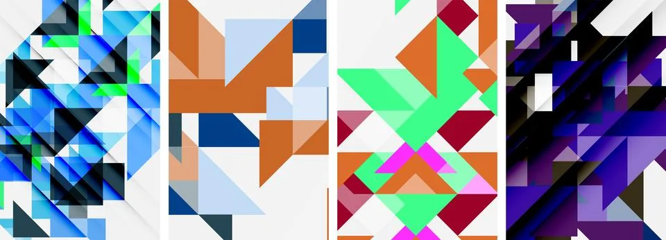 Set of abstract random triangle composition backgrounds. Vector illustration for Stock Illustration