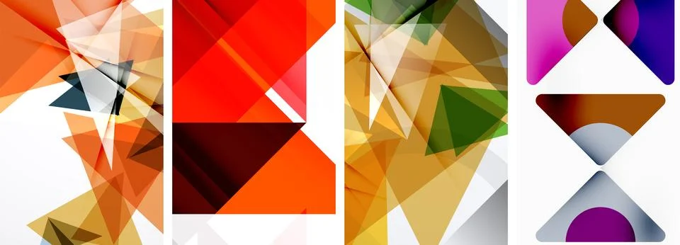 Set of abstract random triangle composition backgrounds. Vector illustration for Stock Illustration