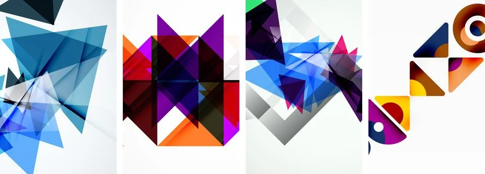 Set of abstract random triangle composition backgrounds. Vector illustration for Illustrazione stock