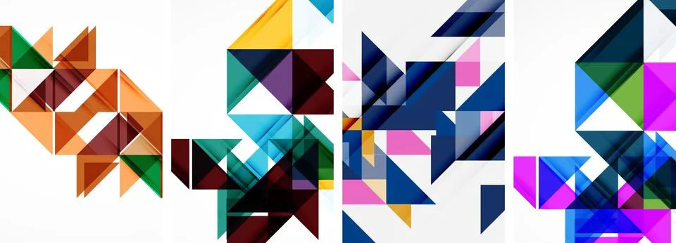 Set of abstract random triangle composition backgrounds. Vector illustration for Illustrazione stock