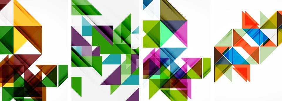 Set of abstract random triangle composition backgrounds. Vector illustration for Stock Illustration