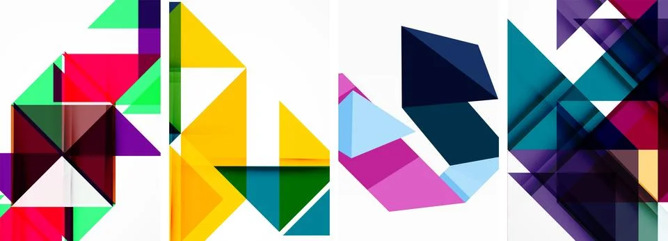 Set of abstract random triangle composition backgrounds. Vector illustration for Illustrazione stock