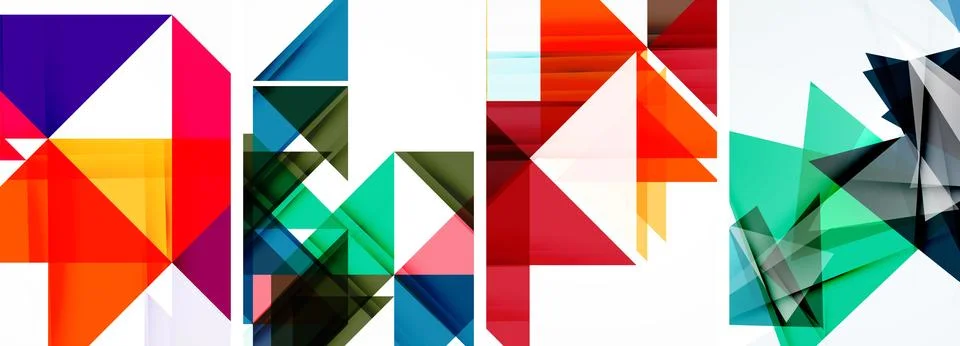 Set of abstract random triangle composition backgrounds. Vector illustration for イラスト素材