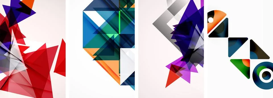 Set of abstract random triangle composition backgrounds. Vector illustration for Illustrazione stock