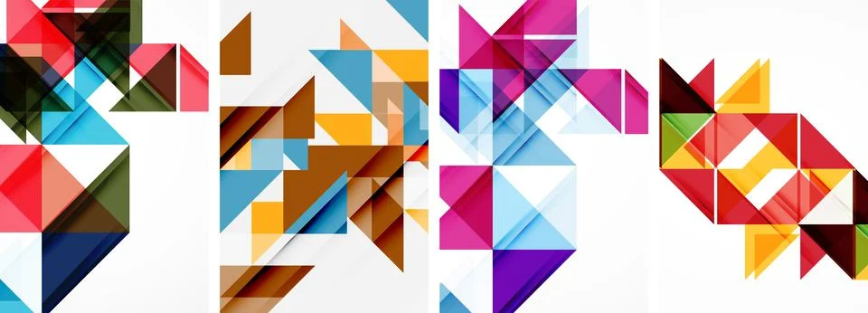 Set of abstract random triangle composition backgrounds. Vector illustration for Illustrazione stock