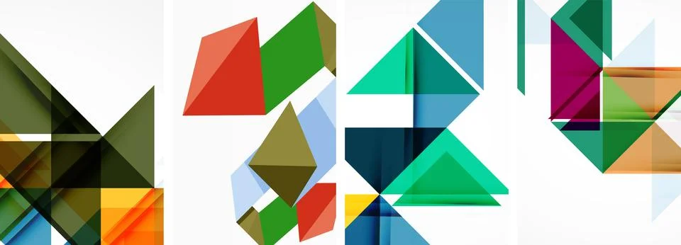 Set of abstract random triangle composition backgrounds. Vector illustration for 库存插图