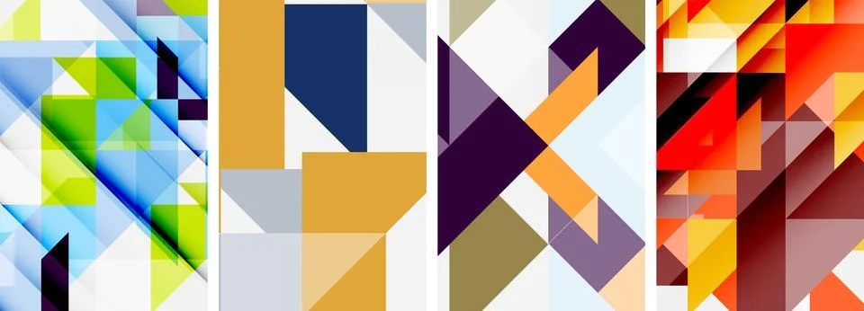 Set of abstract random triangle composition backgrounds. Vector illustration for 스톡 일러스트