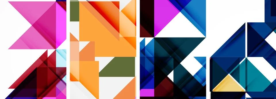 Set of abstract random triangle composition backgrounds. Vector illustration for Stock Illustration