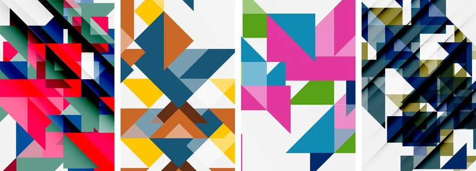 Set of abstract random triangle composition backgrounds. Vector illustration for イラスト素材