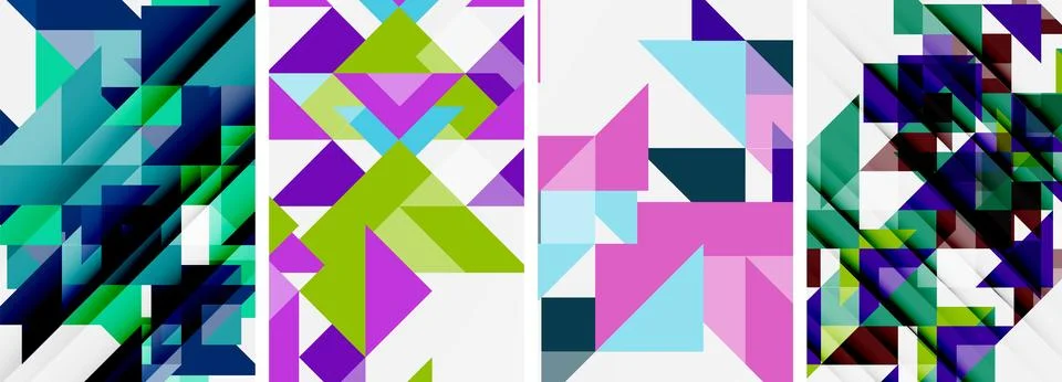 Set of abstract random triangle composition backgrounds. Vector illustration for Stock Illustration