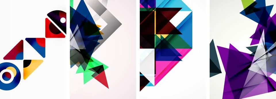 Set of abstract random triangle composition backgrounds. Vector illustration for Illustrazione stock