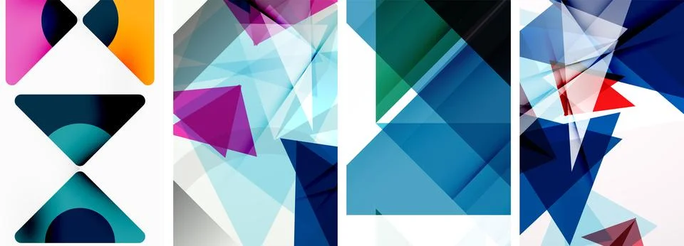 Set of abstract random triangle composition backgrounds. Vector illustration for Illustrazione stock