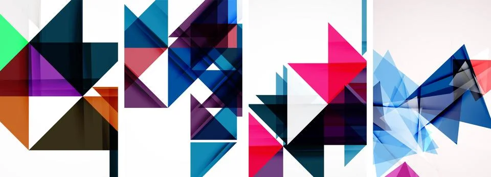Set of abstract random triangle composition backgrounds. Vector illustration for Illustrazione stock