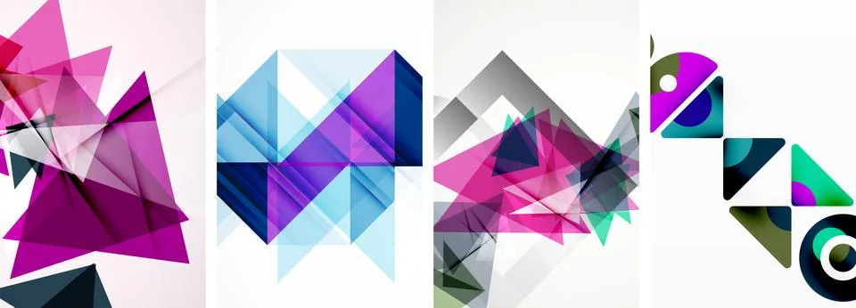 Set of abstract random triangle composition backgrounds. Vector illustration for イラスト素材