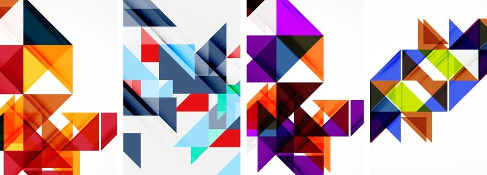 Set of abstract random triangle composition backgrounds. Vector illustration for イラスト素材
