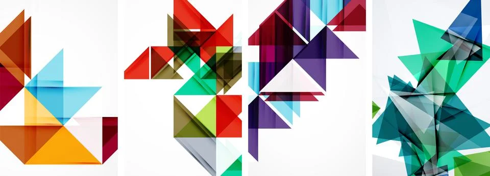 Set of abstract random triangle composition backgrounds. Vector illustration for イラスト素材