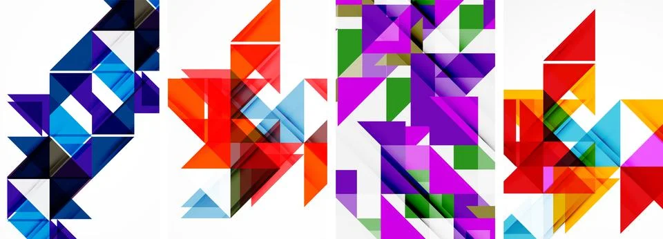 Set of abstract random triangle composition backgrounds. Vector illustration for Stock Illustration