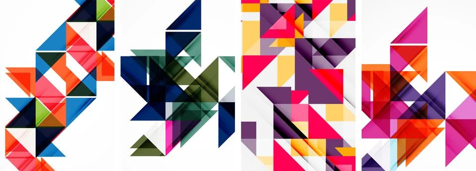 Set of abstract random triangle composition backgrounds. Vector illustration for Illustrazione stock