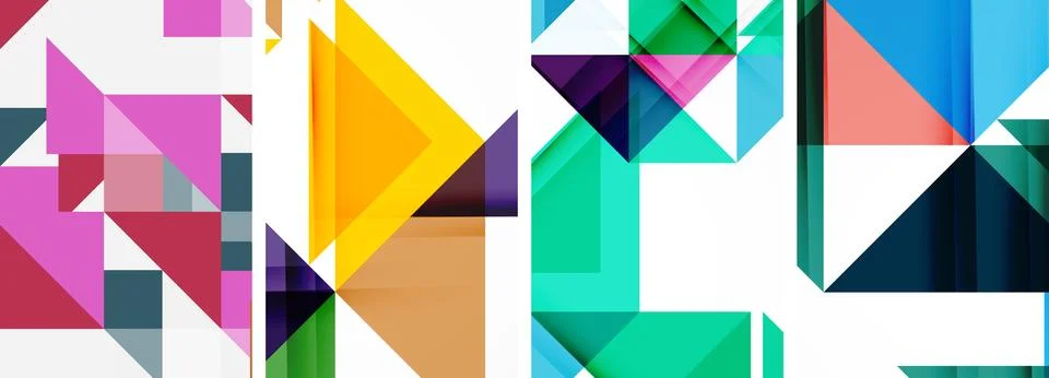 Set of abstract random triangle composition backgrounds. Vector illustration for Illustrazione stock