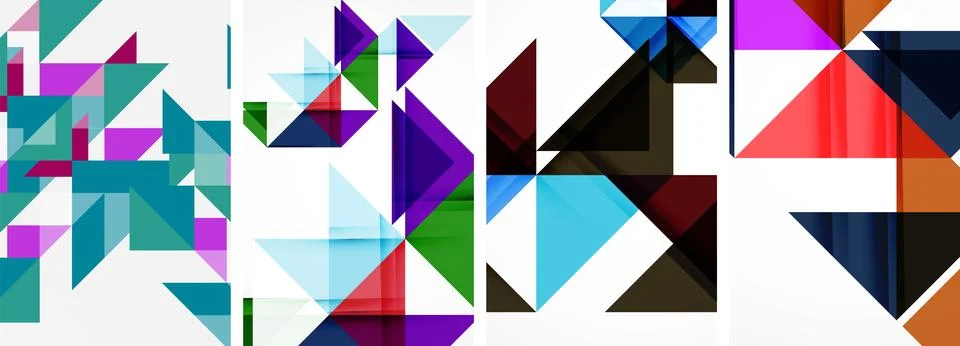 Set of abstract random triangle composition backgrounds. Vector illustration for 스톡 일러스트