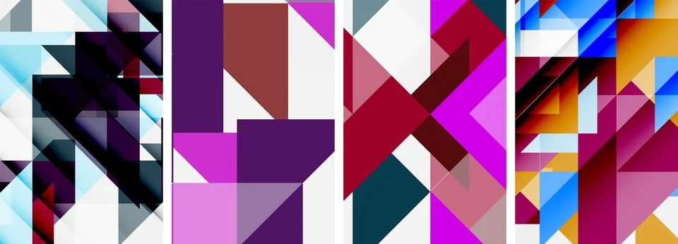 Set of abstract random triangle composition backgrounds. Vector illustration for イラスト素材