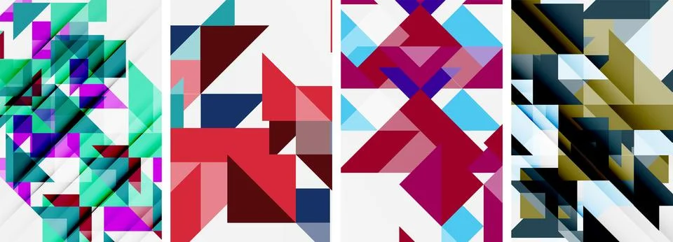 Set of abstract random triangle composition backgrounds. Vector illustration for イラスト素材