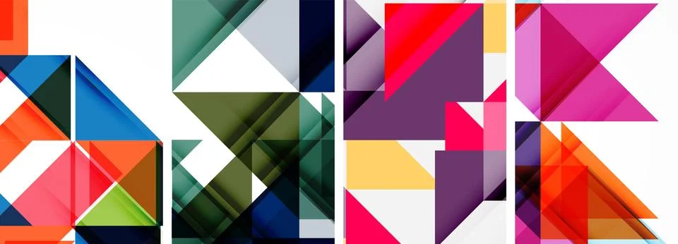 Set of abstract random triangle composition backgrounds. Vector illustration for Illustrazione stock
