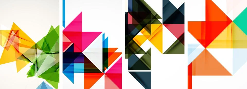 Set of abstract random triangle composition backgrounds. Vector illustration for Stock Illustration